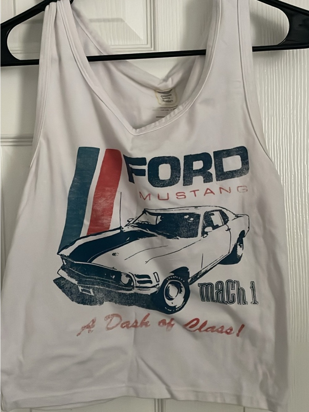 Ford Mustang White Graphic Tank Top - Classic Car Design